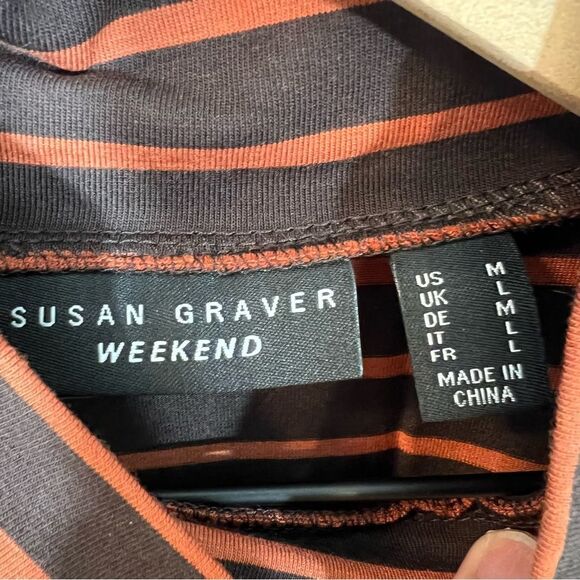 New Susan Graver Weekend Solid & Striped Cotton Modal Set of 2 Tops | Size M - Picture 4 of 13